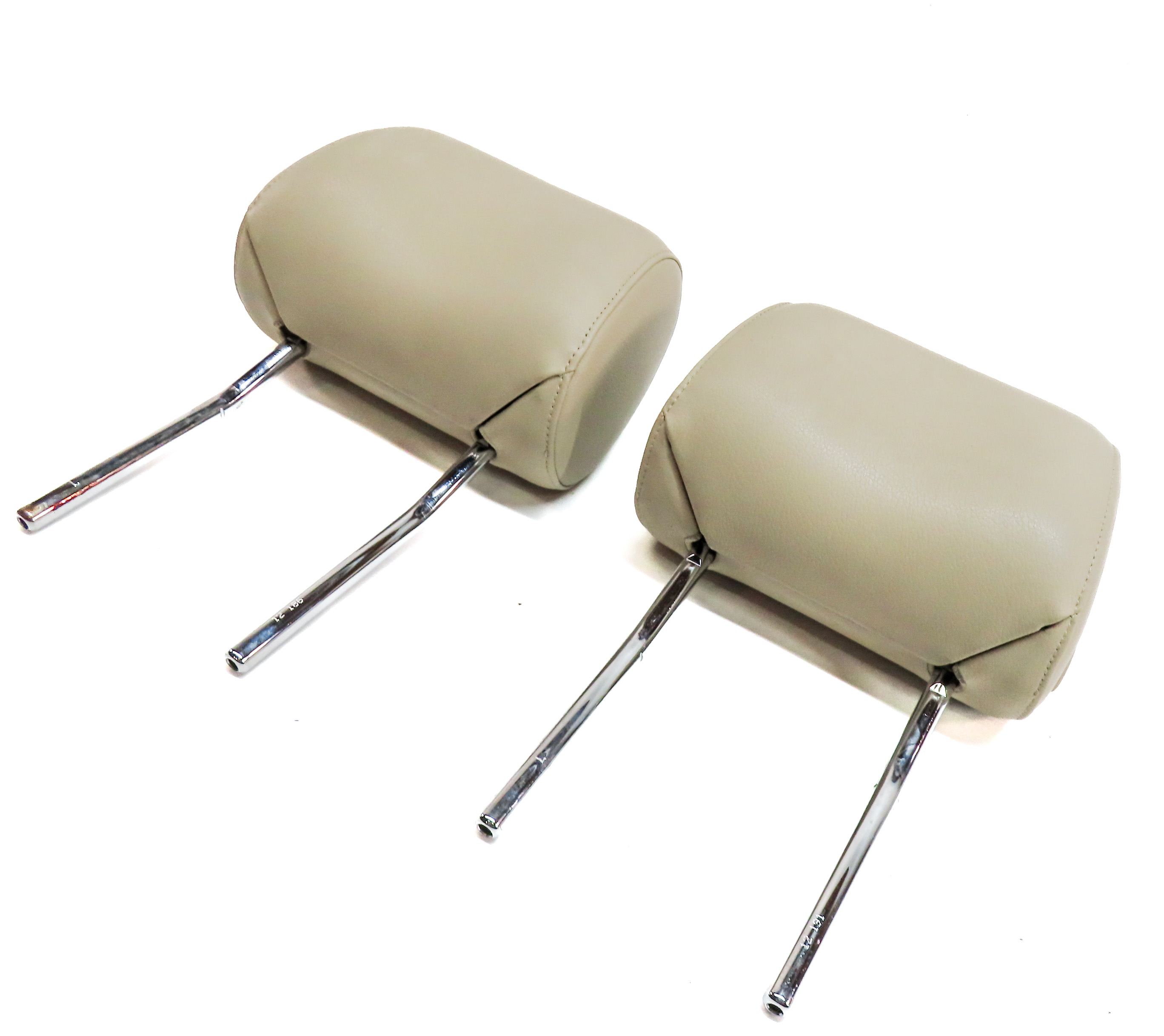 2008-2015 AUDI A6 S6 Q7 C6 (4L) FRONT LEFT & RIGHT SEAT HEADREST SET (Beige) — exact item pictured